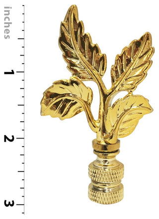 Royal Designs Elegant Leaves Finial, Polished Brass, Single
