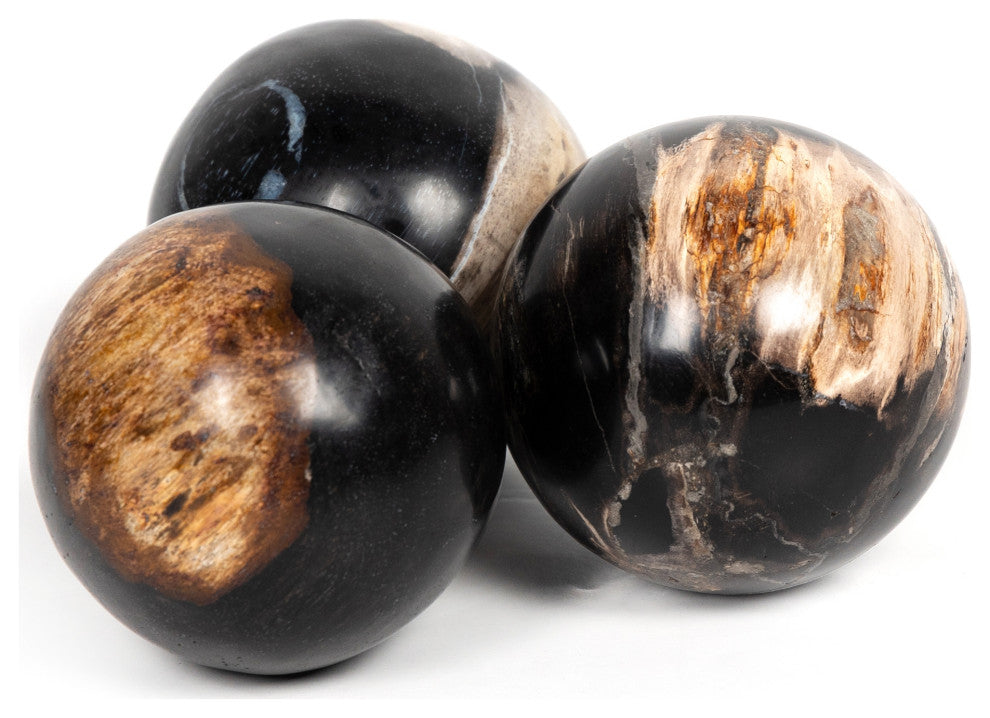 Petrified Wood Balls, Set 3-Dark