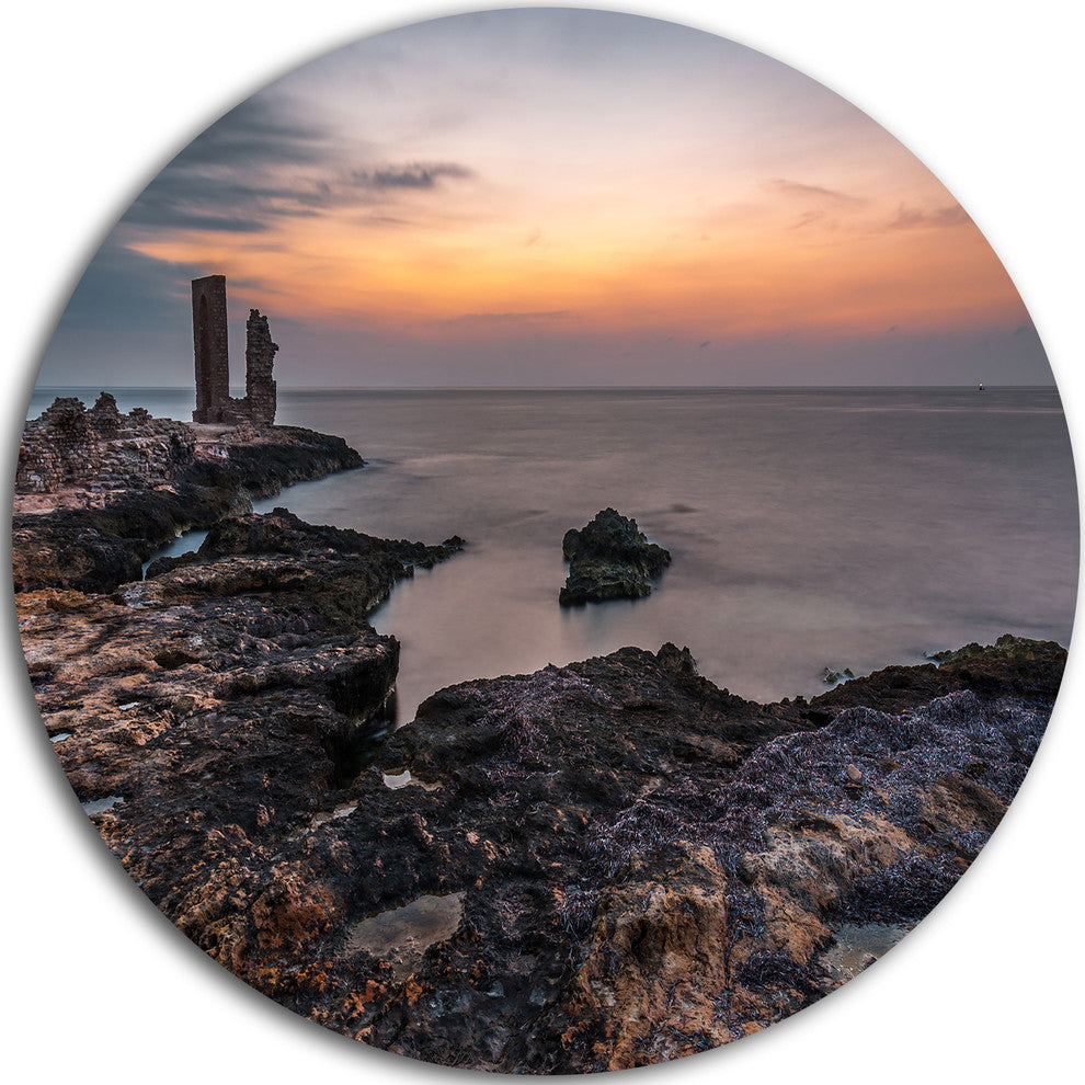 Gate To Africa Seashore In Mahdia, Beach Large Disc Metal Wall Art, 23"
