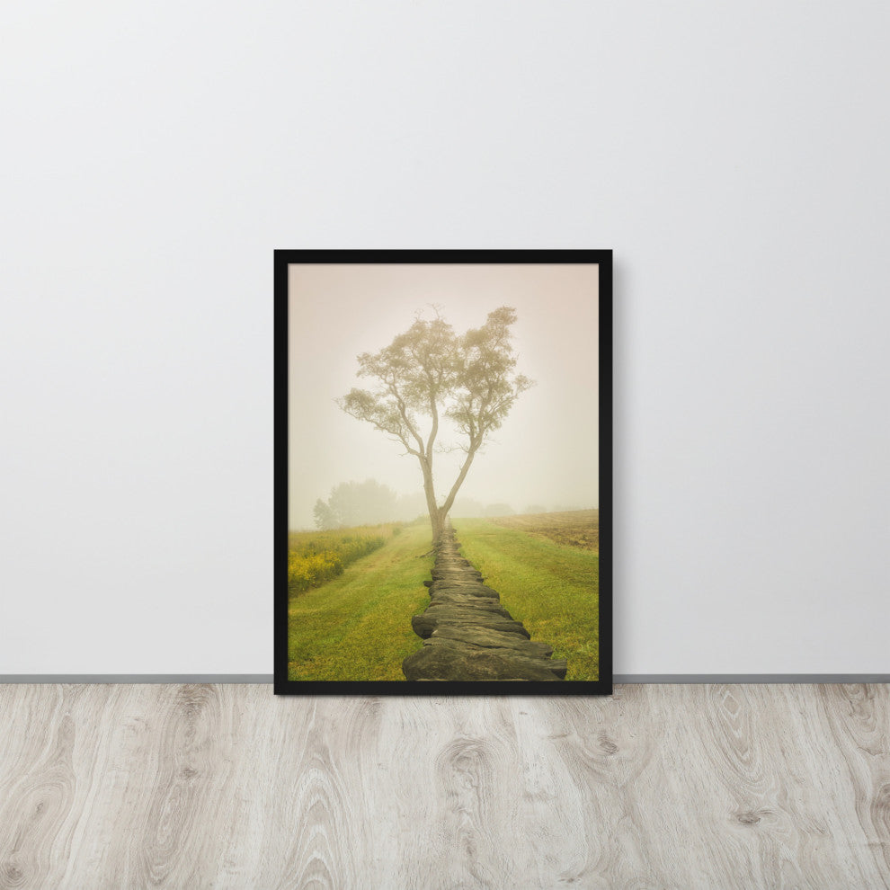 Calming Morning Rural Landscape Framed Photo Paper Wall Art Prints, Black, 18" X 24"