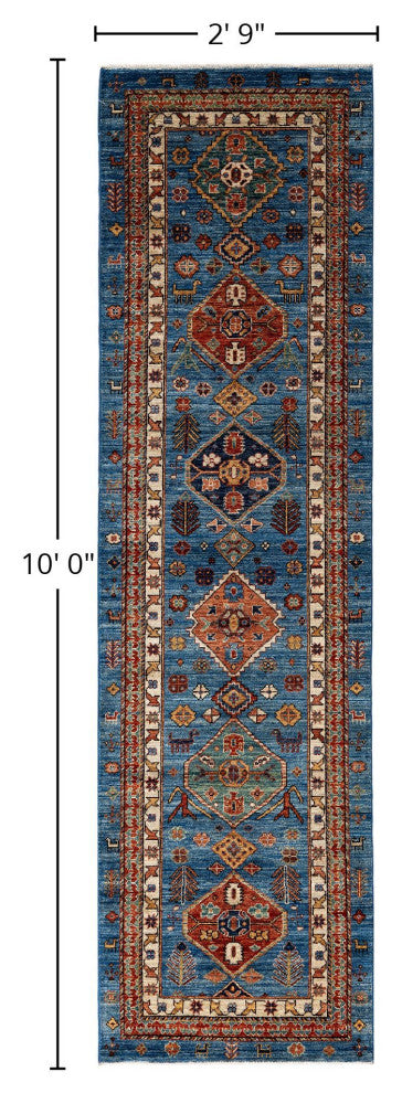 Serapi One-of-a-Kind Hand-Knotted Area Rug Light Blue, 2'9" x 10'0"