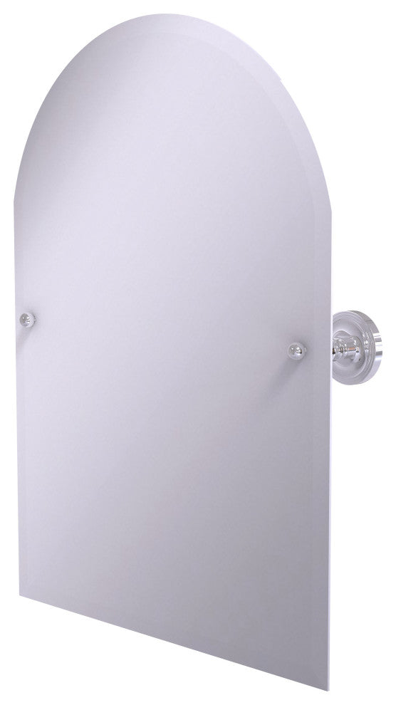 Frameless Arched Top Beveled Edge Tilt Mirror, Polished Chrome