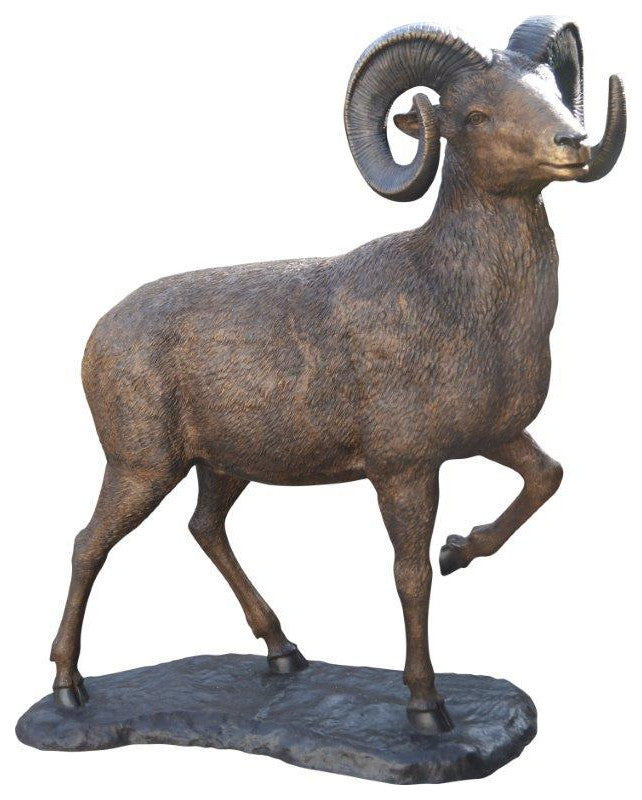 Big horn sheep giant bronze statue -  Size: 45"L x 22"W x 61"H.