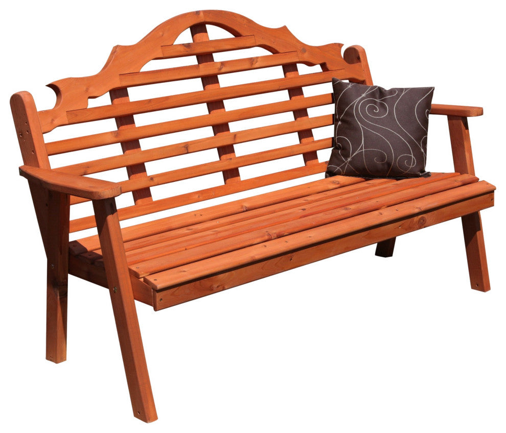 Cedar Marlboro Bench, Redwood Stain, 6 Foot