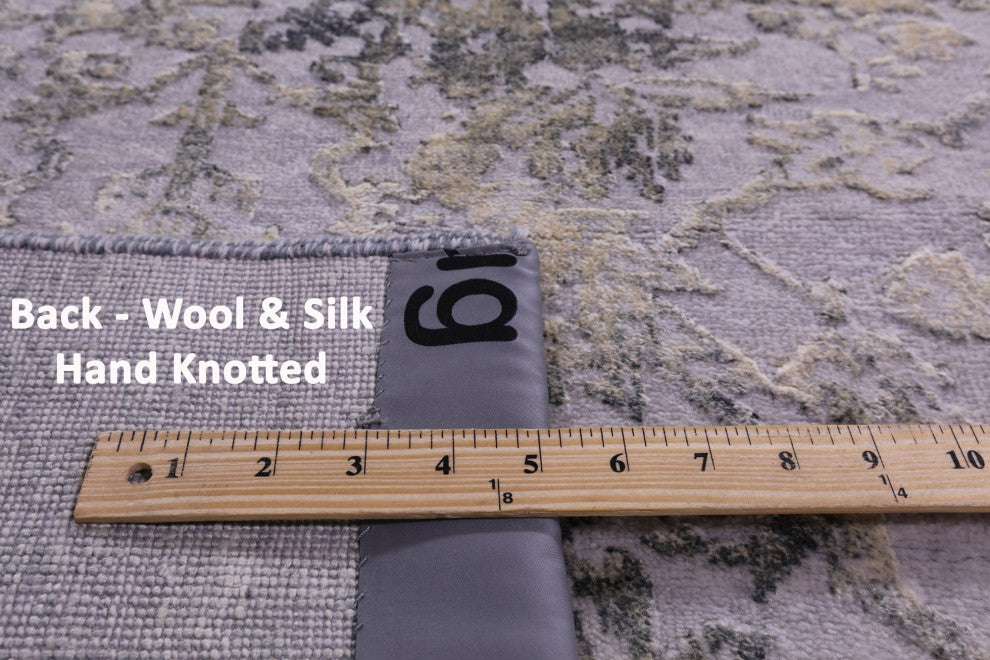 Wool and Silk Handmade Modern Runner Rug 2' 6" X 17' 8" Q11781
