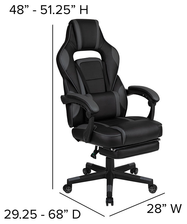Gaming Desk w/Reclining Back/Arms Gaming Chair with Footrest, Black