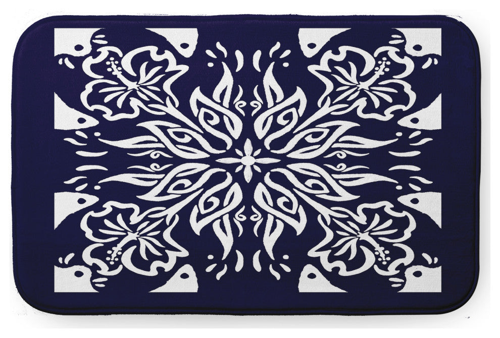 Blue Rectangular Cuban Tile  Pet Feeding Mat for Dogs or Cats