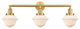 Small Oxford 3 Light Bath Vanity Light, Satin Gold, Matte White