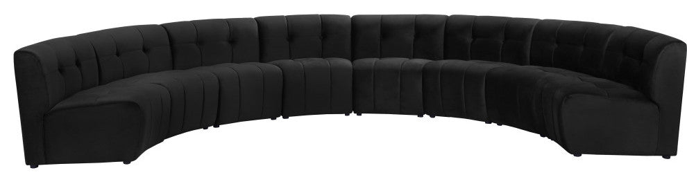 Limitless Velvet Upholstered 8-Piece Modular Sectional, Black