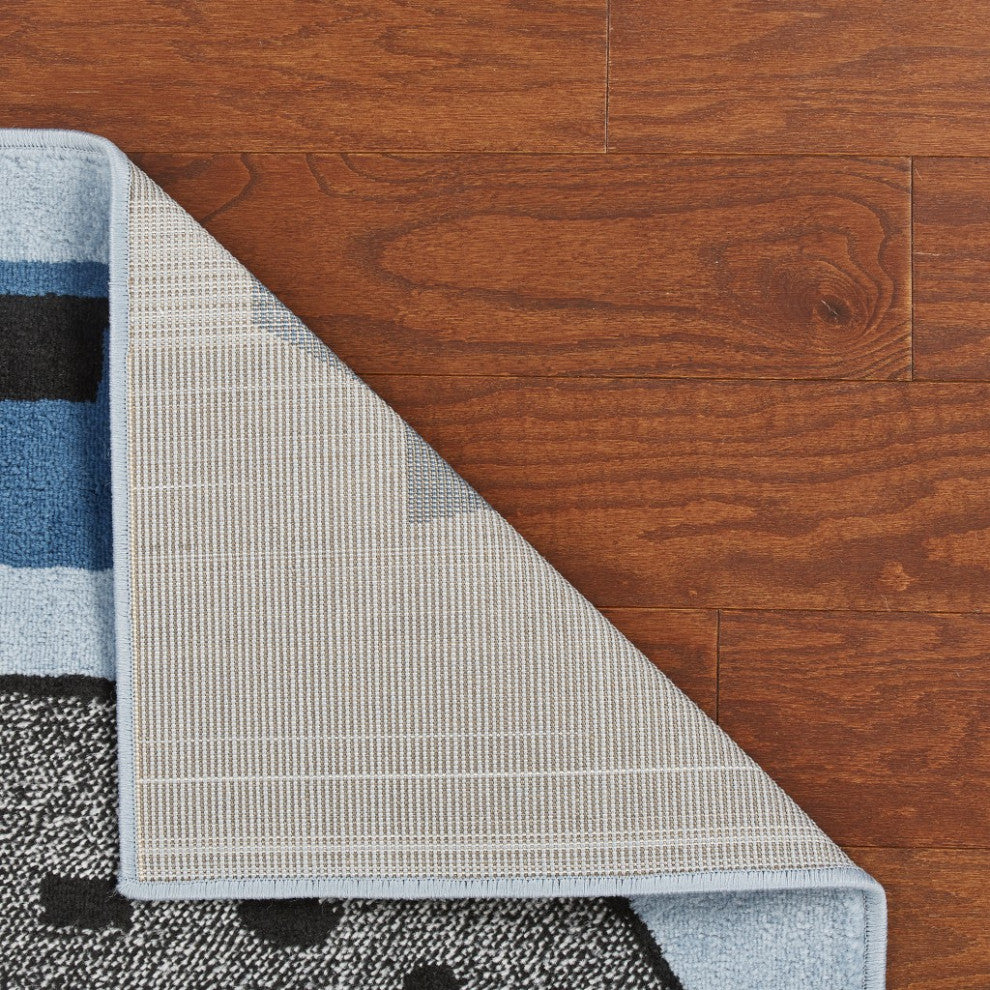 5' x 7' Blue Imaginative Racetrack Area Rug