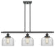 Large Bell 3-Light Island-Light, Matte Black, Clear