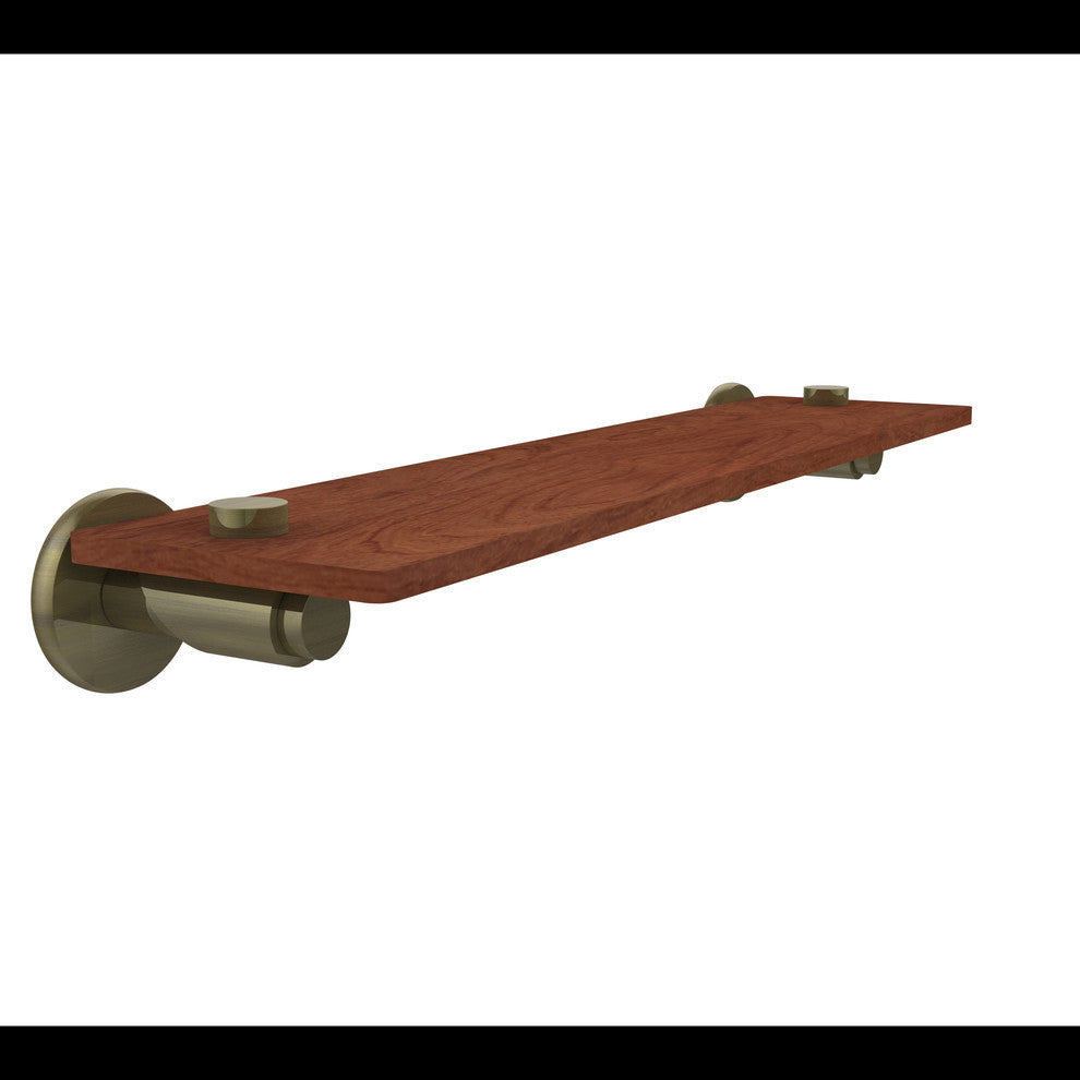 Tribecca 22" Solid Wood Shelf, Antique Brass