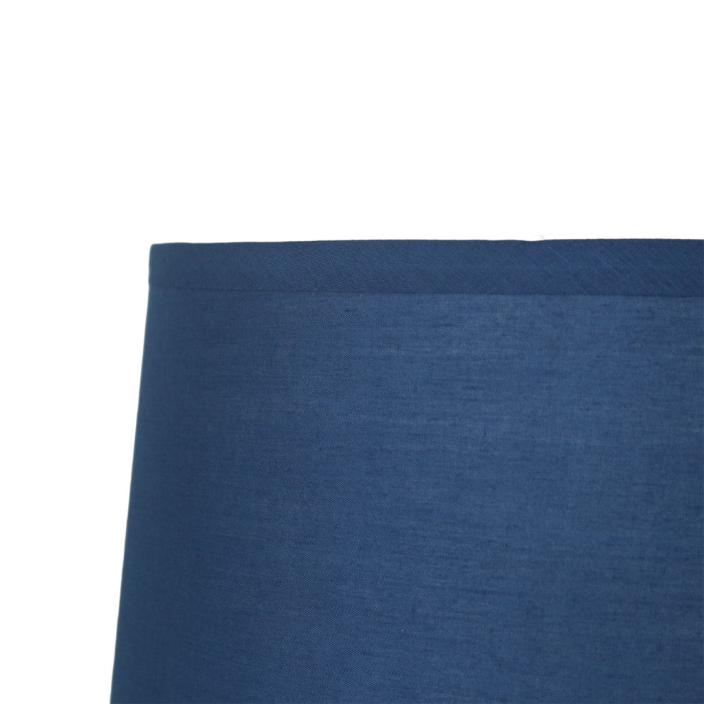 French Drum Lamp Shade, Cotton, Navy Blue, 14"