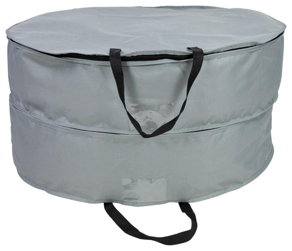30" Gray Multi-Seasonal Double Wreath Storage Bag