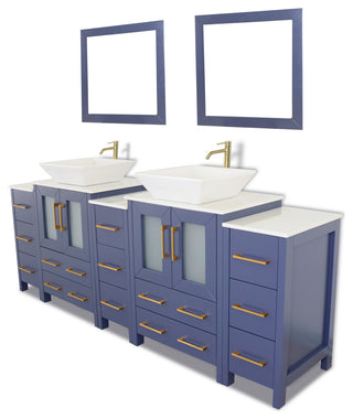 Vanity Art Bathroom Vanity Set With Sink, Blue, 84", Standard Mirror