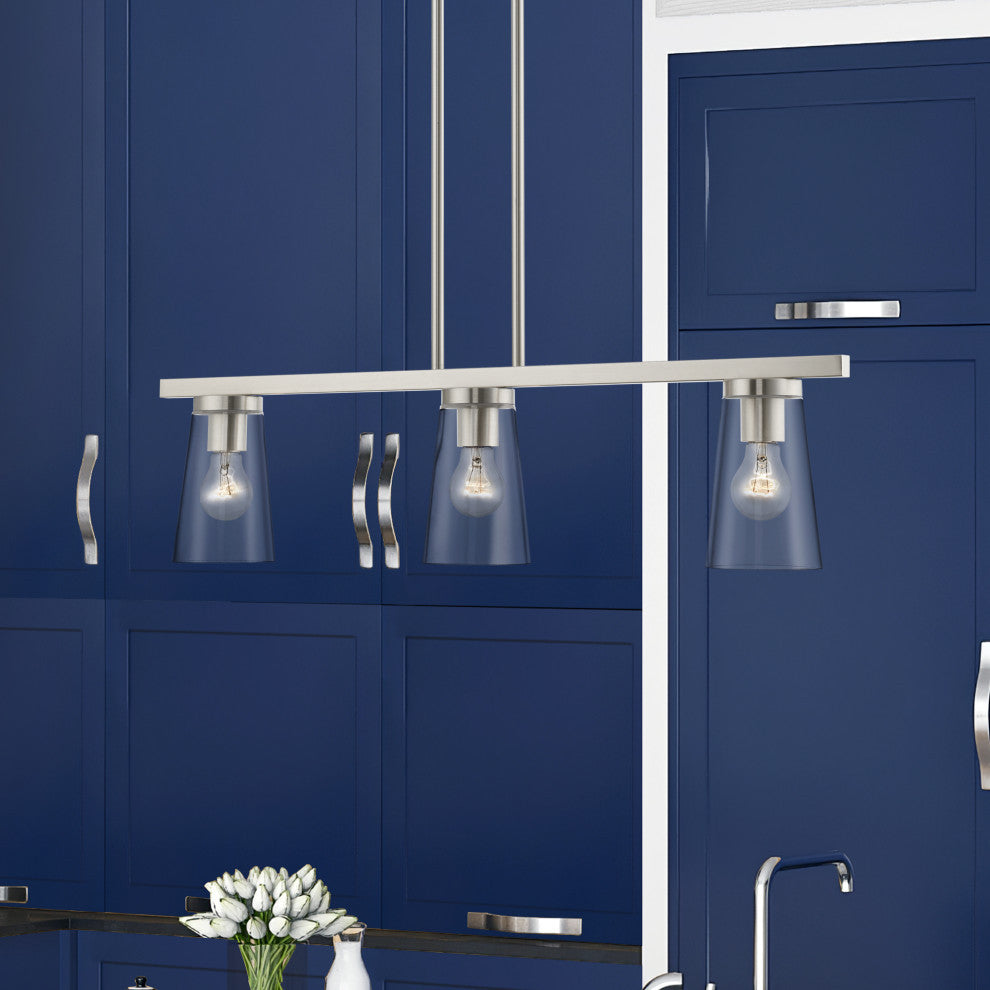 Cityview 3 Light Brushed Nickel Linear Chandelier