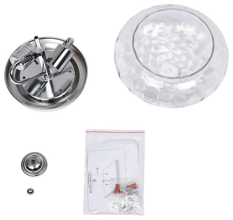 Modern 2-Light Water Pattern Flush Mount, Chrome