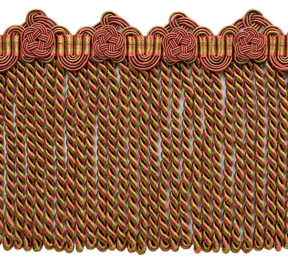 Bullion fringe Trim with Scroll & Rosette Header, Color# LX08 [Sold By The Yard]