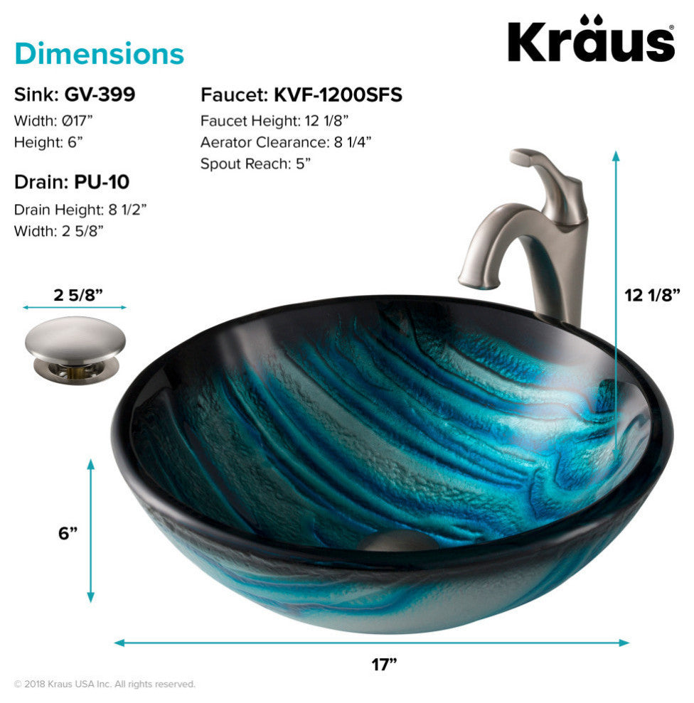 Glass Vessel Sink, Bathroom Arlo Faucet, Drain, Ring, Spot Free Stainless Steel