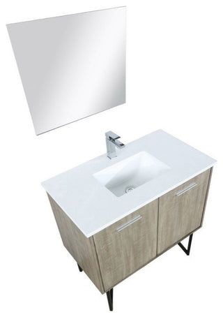 Lancy Modern 36" Rustic Acacia Square Sink Bathroom Vanity Set, Labaro Brushed N