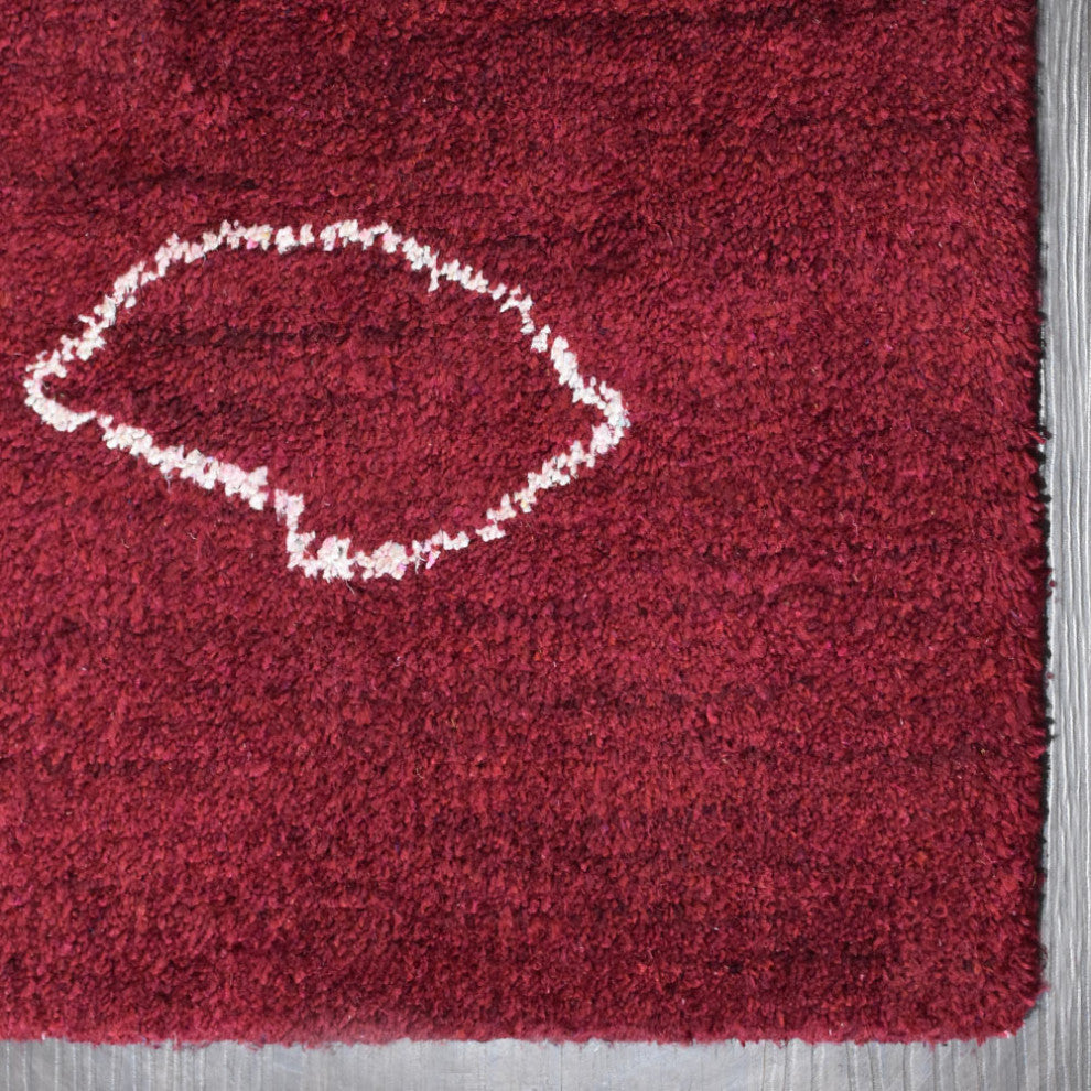 HAND KNOTTED LOOM SILK ECO-FRIENDLY RUGS-9'x12',Rectangle,Red White,Contemporary