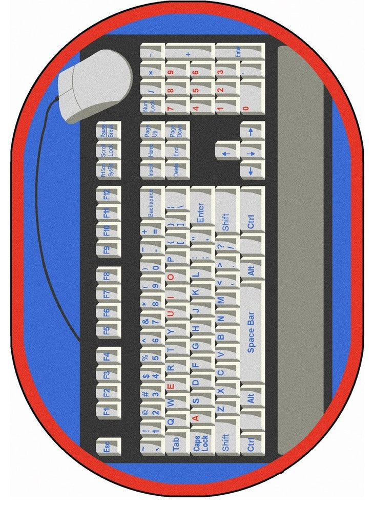 Kid Essentials Rug, Keyboard Connection, Gray, 5'4"x7'8" Oval