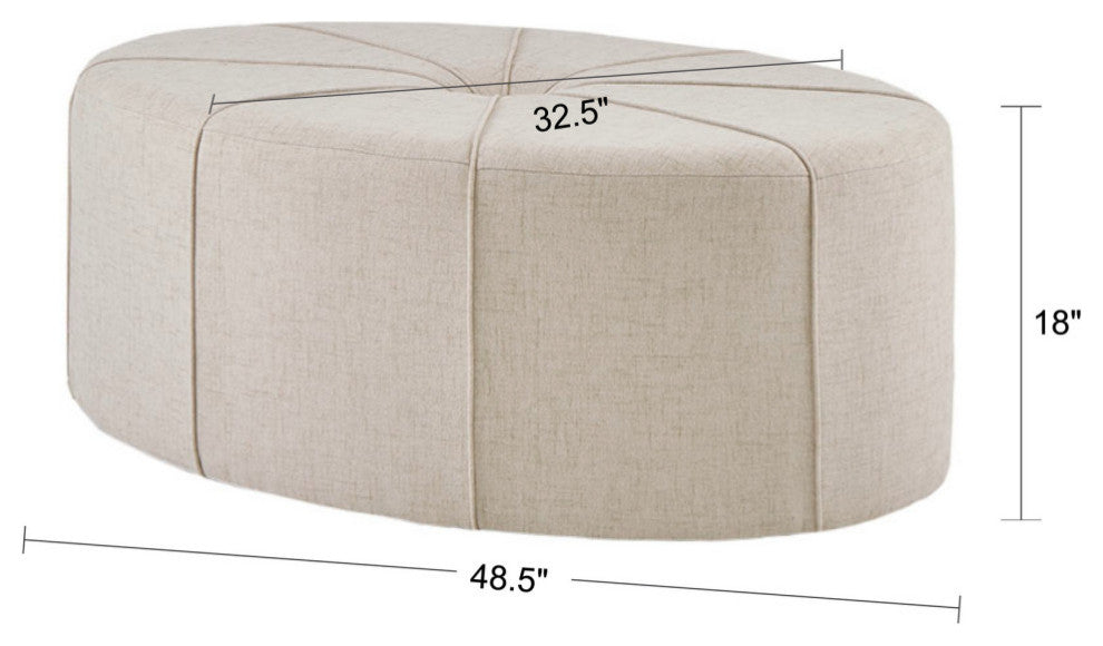 Madison Park Ferris Oval Ottoman, Cream
