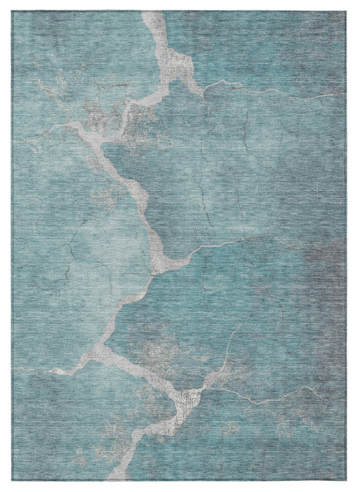 Machine Washable Indoor/Outdoor Chantille ACN1889 Teal 10' x 14' Rug