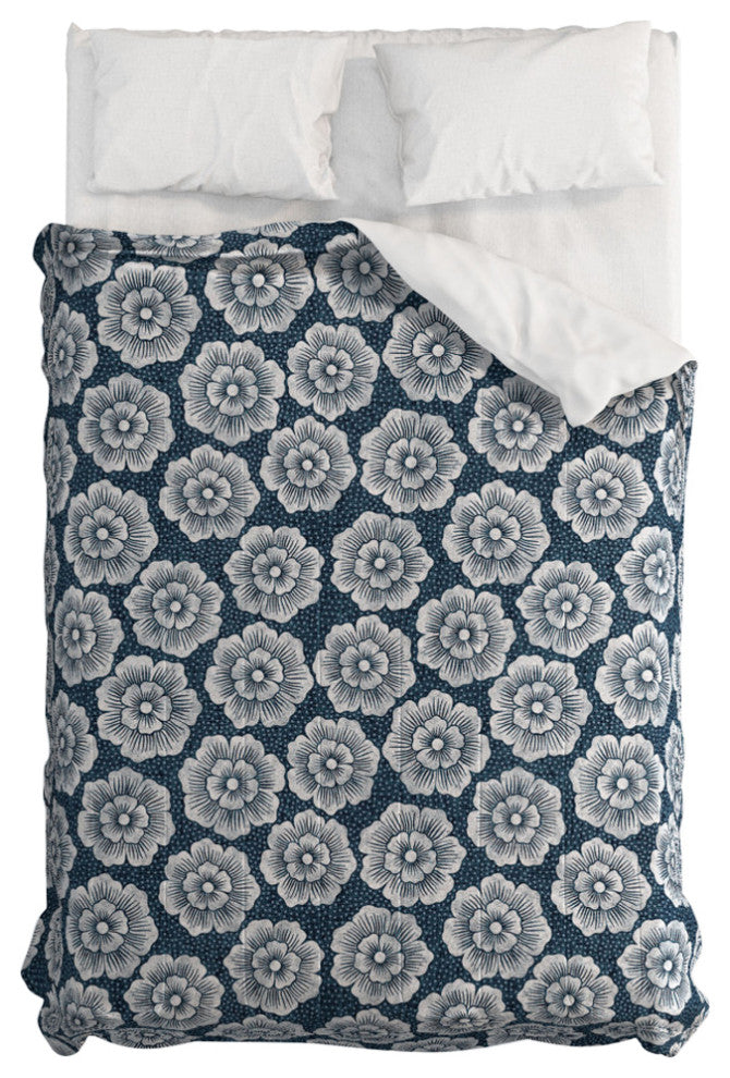 Deny Designs Schatzi Brown Lucy Floral Night Blue Comforter, Full