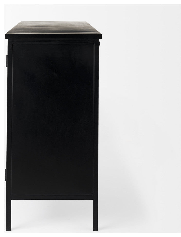 Slender Sleek Black Two Door Glass Cabinet