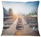 Cargo Train Platform with Container Landscape Photography Throw Pillow, 16"x16"