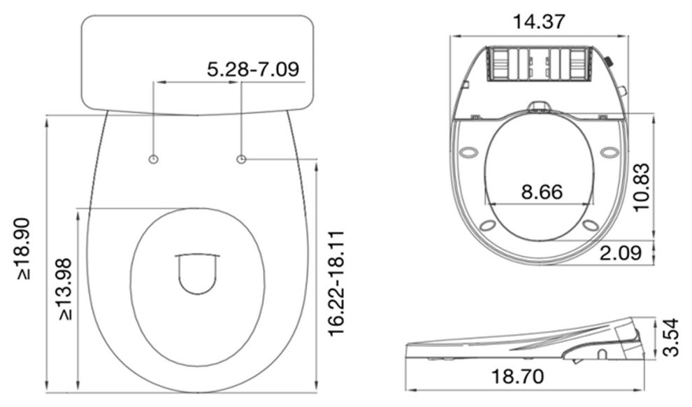 Empava Heated Toilet Seat With Warm Air Dryer and Wash Functions, White