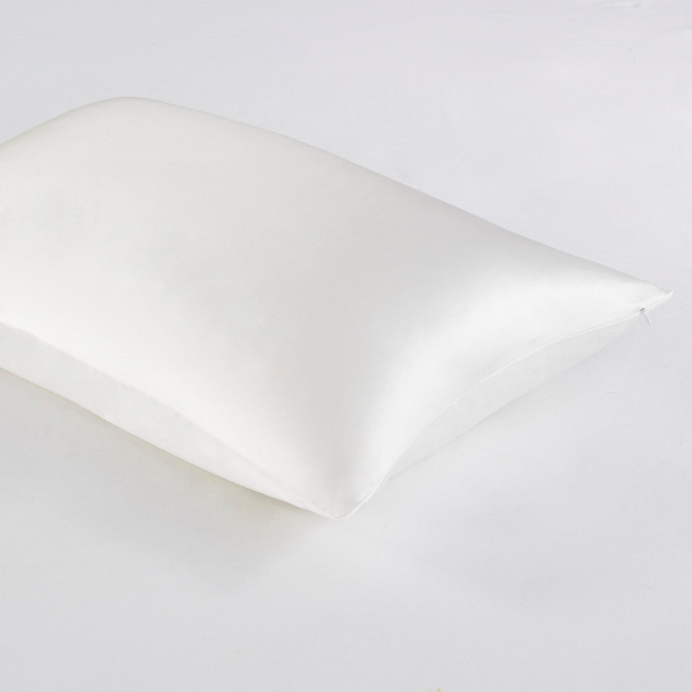 Madison Park Mulberry Silk Luxury Single Pillowcase, White, Standard