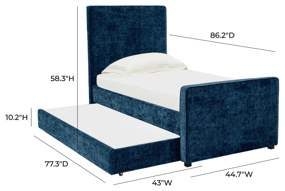 Delilah Navy Textured Velvet Trundle in Twin
