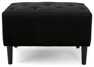 GDF Studio Kalani Tufted New Velvet Ottoman, Black