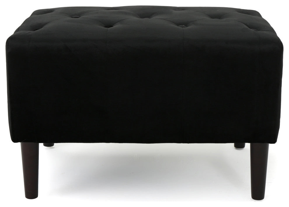 GDF Studio Kalani Tufted New Velvet Ottoman, Black