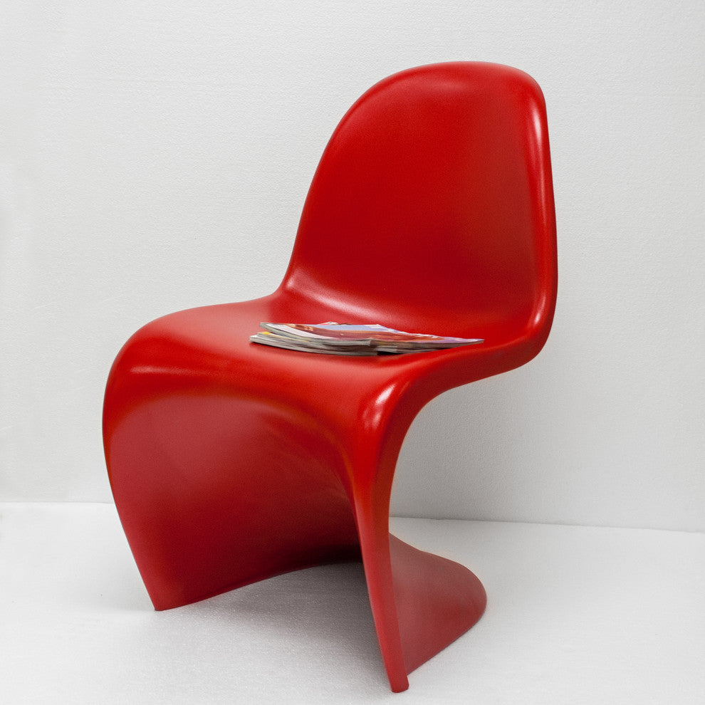 Mod Made "S" Shape Plastic Dining Side Chair, Red