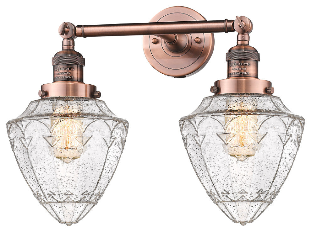 Innovations 208-AC-G664-7-LED 2 Light Bath Vanity Light, Antique Copper