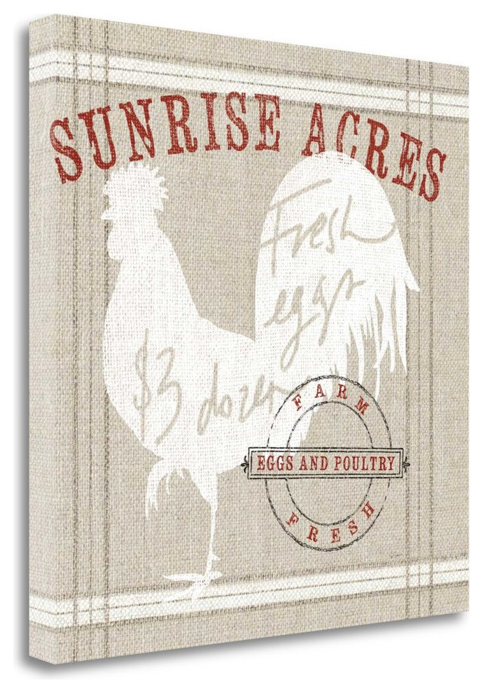 "Farm Linen Rooster" By Sue Schlabach, Giclee Print on Gallery Wrap Canvas