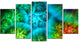 Biblical Sky with Green Clouds, Contemporary Wall Art Canvas, 60"x32", 5 Panels