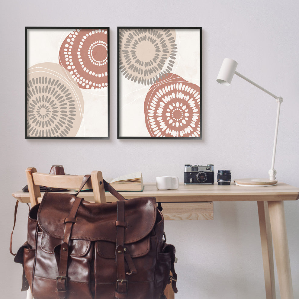 Geometric Mandala Ink Drops Boho Circular Doodle, 2pc, each 24 x 30