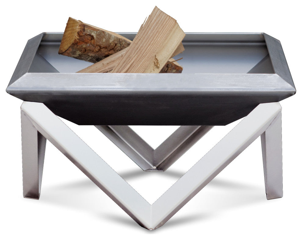 Gilge Luxury Fire Pit, Stainless Steel Legs and Rusting Bowl,  31.1"