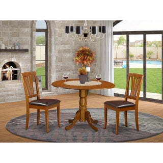 3 Pc Kitchen Table Set -Dining Table And 2 Leather Kitchen Chairs