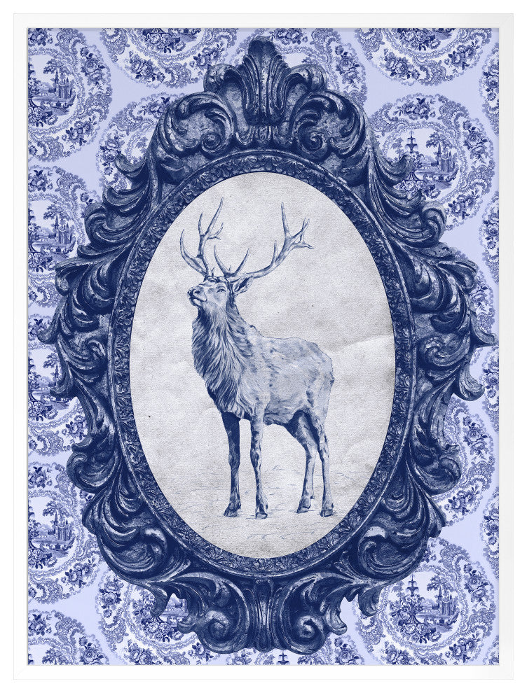 Toile Elk Fine Art Print, White, 20"x15"