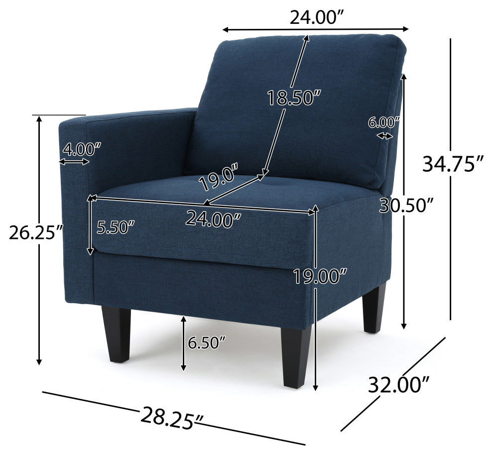 GDF Studio Carolina Fabric Sectional Couch With Storage Ottoman, Dark Blue