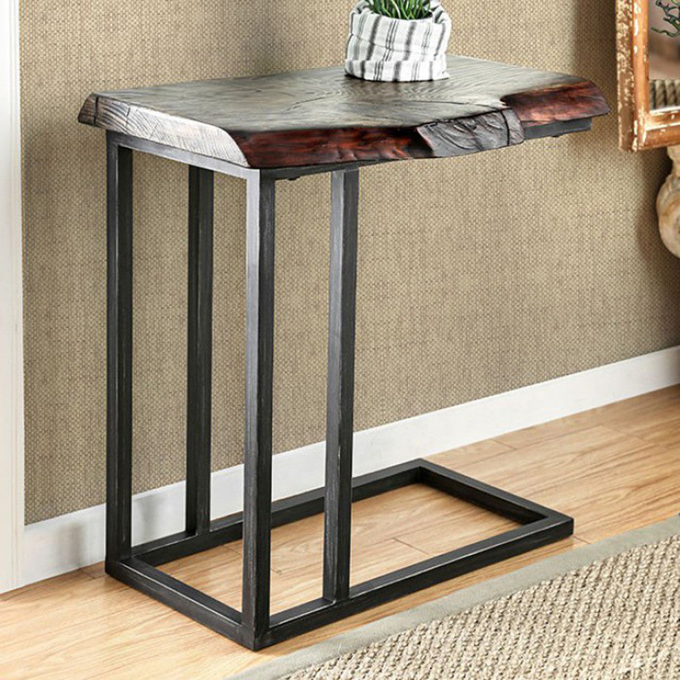 Kya Industrial Design Side Table, Rustic Natural Tone Finish