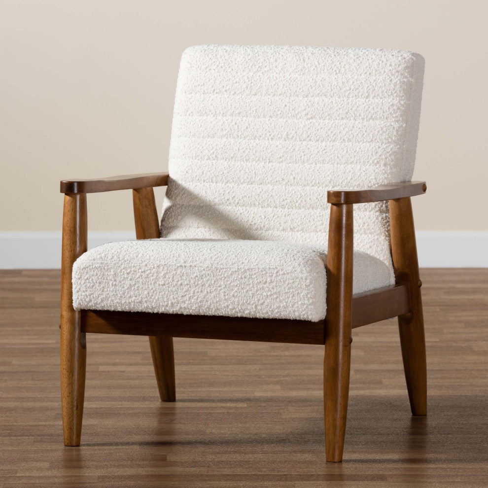 Basel Boucle and Walnut Armchair