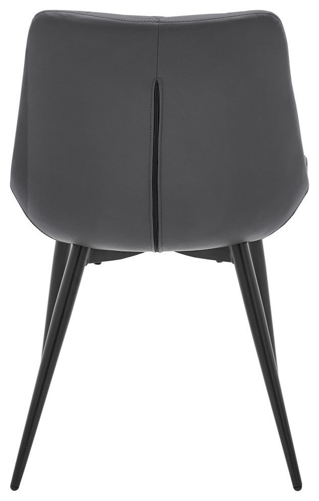 Loralie Gray Faux Leather and Black Metal Dining Chairs, Set of 2