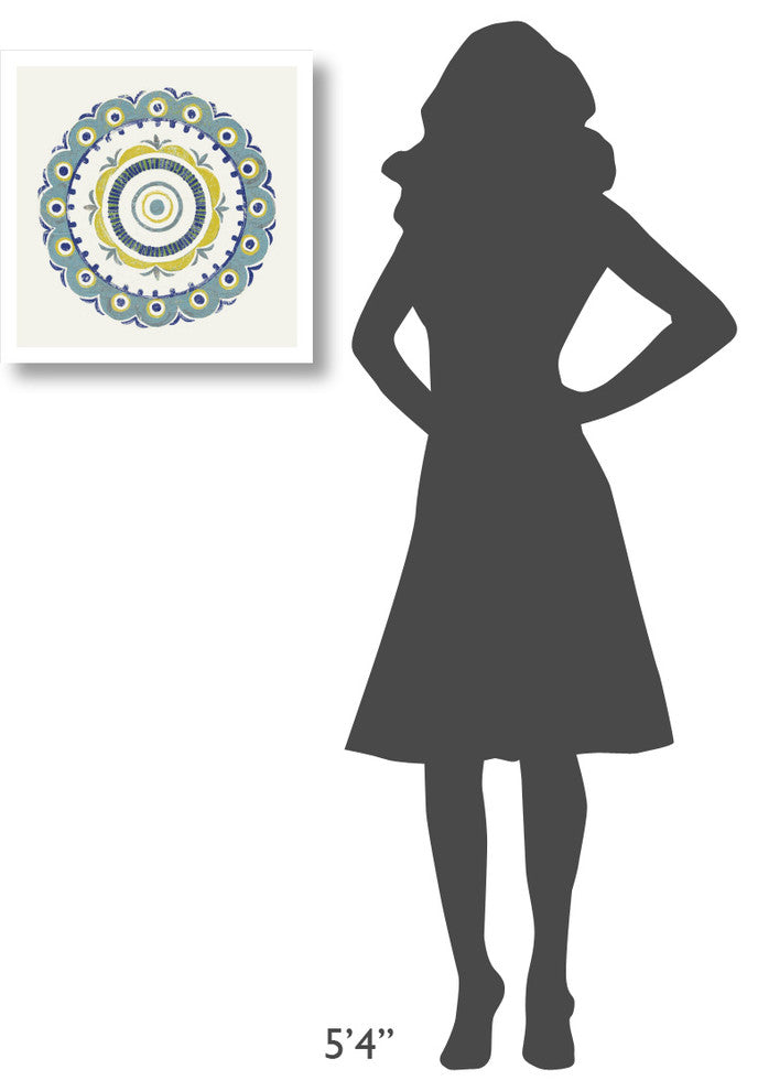 "Lakai Circle II Blue and Yellow" Paper Print by Kathrine Lovell, 20"x20"