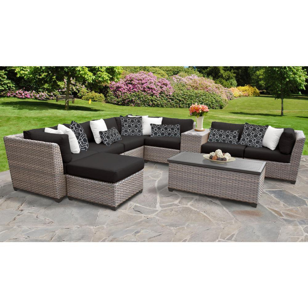 Florence 10 Piece Outdoor Wicker Patio Furniture Set 10b Black